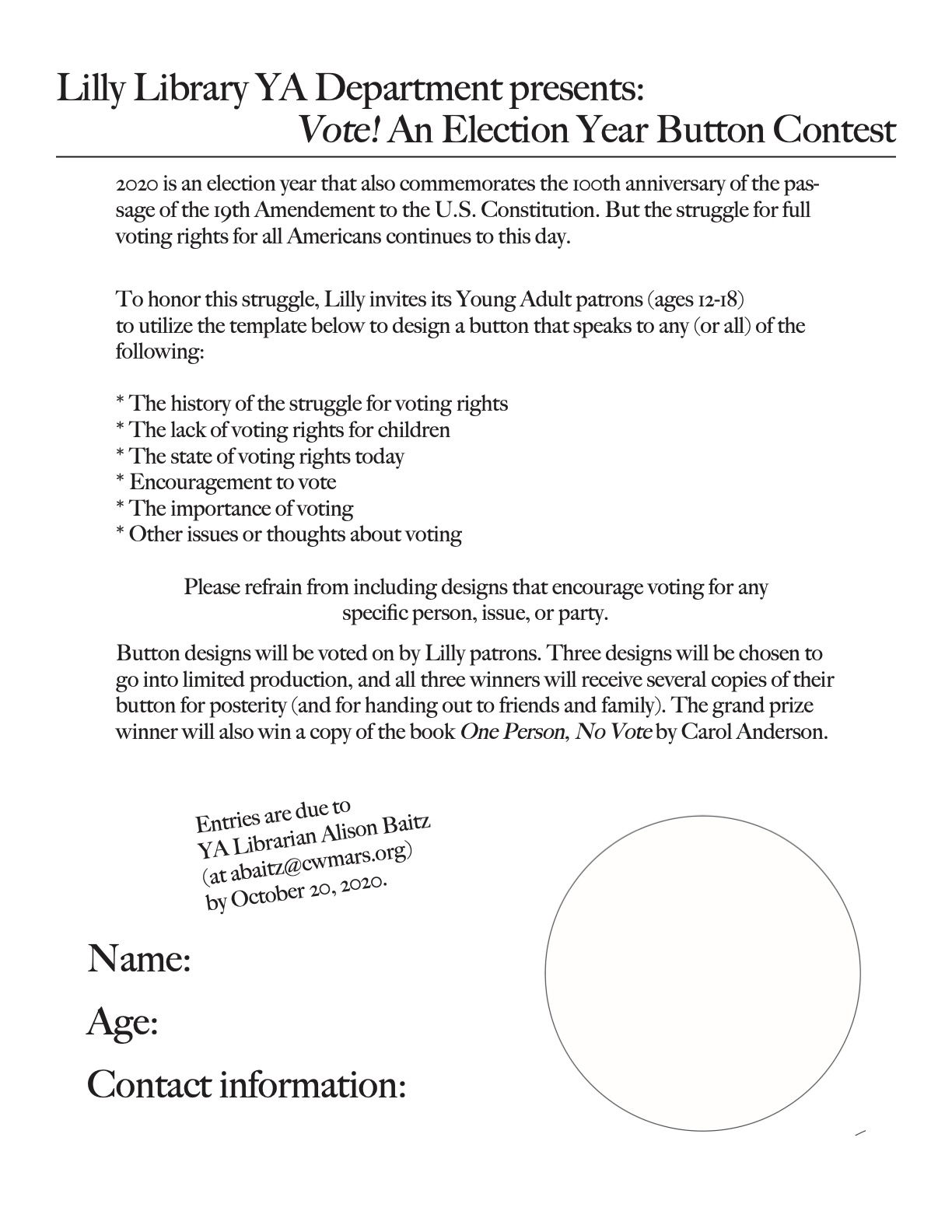 pin template and instuctions for the pin contest at Lilly Library
